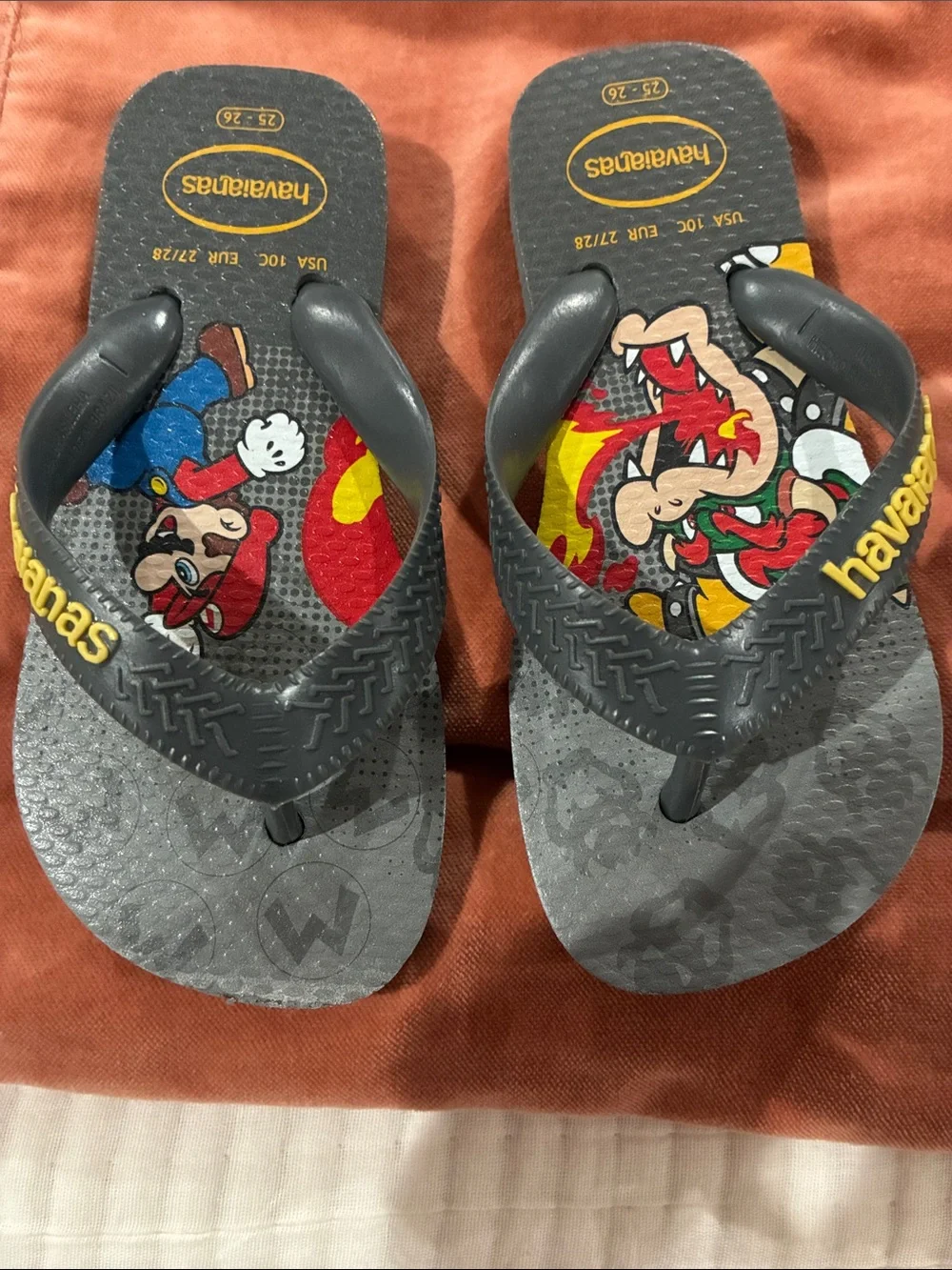 Super Mario Havaianas boys girls sandals flip flops shoes girls boys size 10